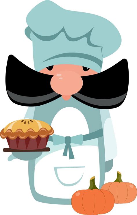 chef with pumpkin pie and pumpkins 2982375 Vector Art at Vecteezy