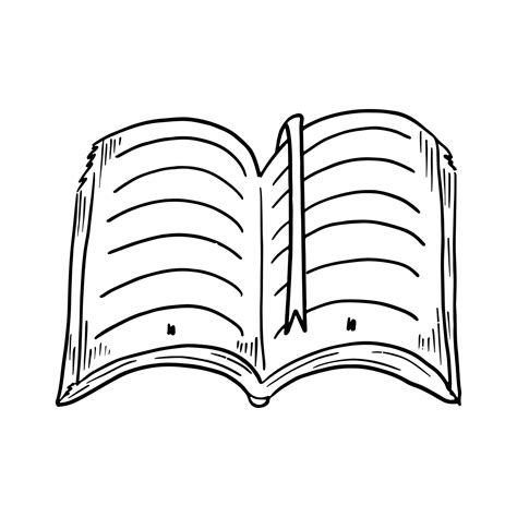 Open book with a bookmark in hand drawn doodle style. Vector sketch ...