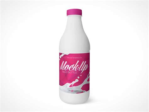 Sealed Plastic Milk Bottle Front Label PSD Mockup - PSD Mockups