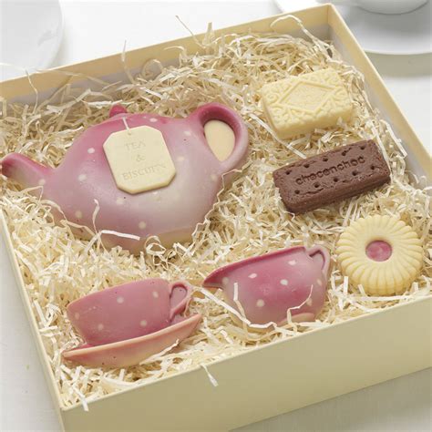 chocolate tea set with chocolate biscuits by choc on choc | notonthehighstreet.com