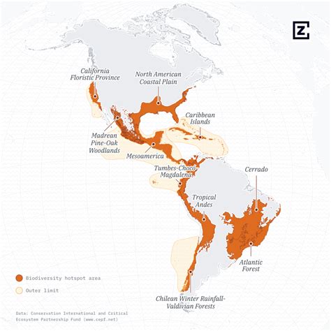 Map : A map showing biodiversity hotspots in the Americas [OG] - Infographic.tv - Number one ...