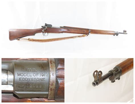 WORLD WAR I Era U.S. EDDYSTONE Model 1917 Bolt Action C&R MILITARY Rifle FLAMING BOMB ORDNANCE ...