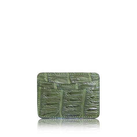 Crocodile Leather Olive Cardholder | Coveti