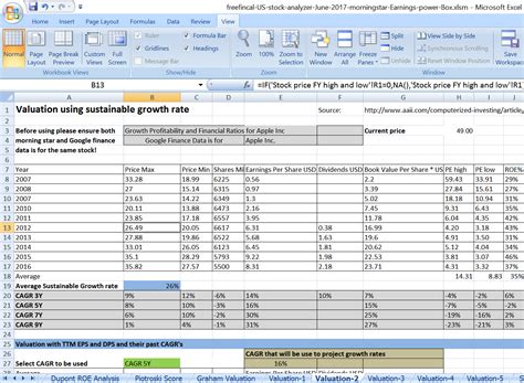 Stock Analysis Spreadsheet for U.S. Stocks: Free Download