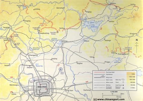 Schematic Map Great Wall of China Locations in Beijing City Province 01