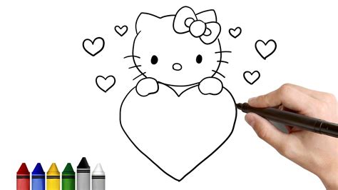 How to Draw Hello Kitty for Valentines day ★ Drawing for kids Tutorial ...