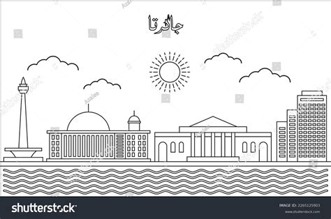 One Line Art Drawing Jakarta Skyline Stock Vector (Royalty Free ...