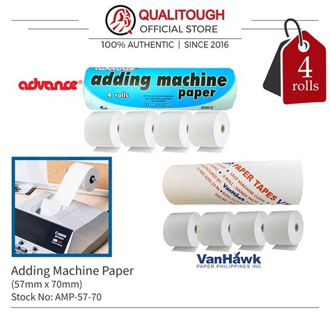 4 rolls Advance Adding Machine Paper 57mm x 70mm Vanhawk 1 roll ...