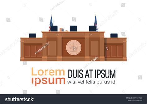 Empty Courtroom Judge Workplace Chairs Table Stock Vector (Royalty Free ...