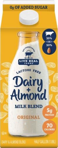 Live Real Farms Lactose Free Dairy + Almond Original Milk Blend, 1/2 ...