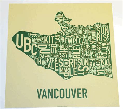 Vancouver Neighborhood Map Posters & Screen Prints - Indie-made | Vancouver neighborhoods, Map ...