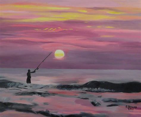 Fishing at First Light Surfside Beach SC Painting by Sally Jones - Fine Art America