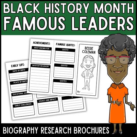 Black History Month Trifold Brochures: African-American Leaders Research Project | Made By Teachers