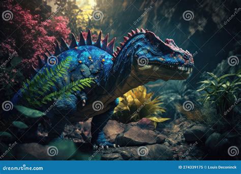 Unaysaurus Colorful Dangerous Dinosaur in Lush Prehistoric Nature by ...