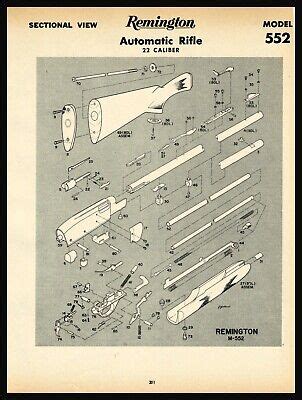 REMINGTON Model 552 Automatic .,22 Rifle Schematic with Parts List 2 pages | eBay