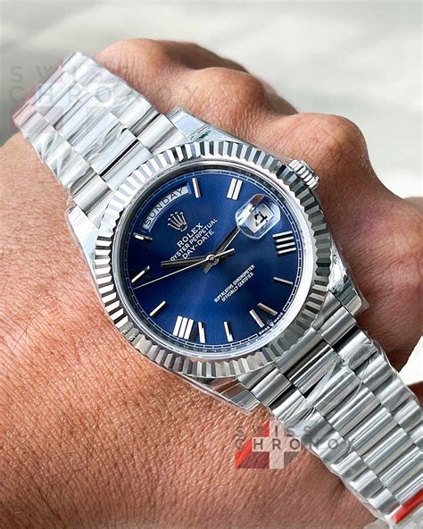 Rolex Day Date Steel Blue Dial Sale Online | bellvalefarms.com