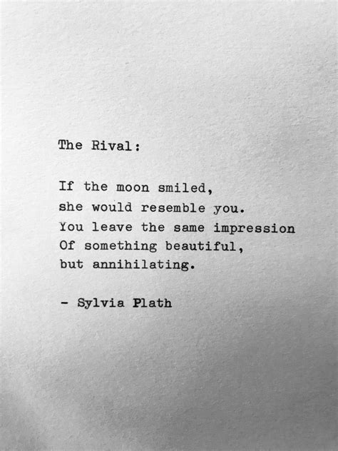 Sylvia Plath ' THE RIVAL ' Hand Typed Poem Vintage | Etsy