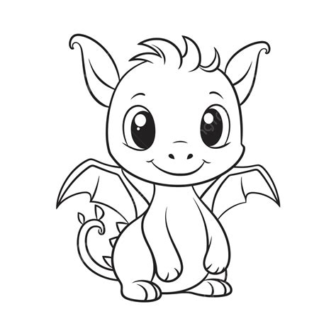 An Adorable Baby Dragon Coloring Page A Cute Little Dragon Coloring Page Outline Sketch Drawing ...