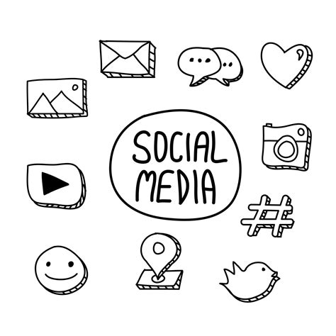 Hand drawn Social media icons, simple doodle icons set 13407570 Vector ...