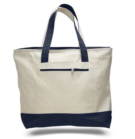 Heavy Canvas Zippered Shopping Tote Bags,Wholesale canvas tote bags