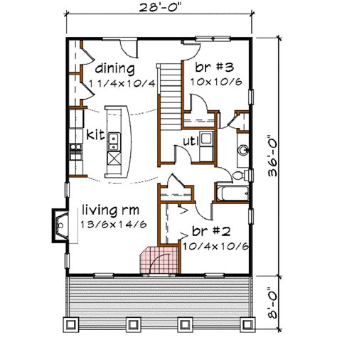 Bungalow Style House Plan - 3 Beds 2 Baths 1460 Sq/Ft Plan #79-206 | Bungalow house plans ...