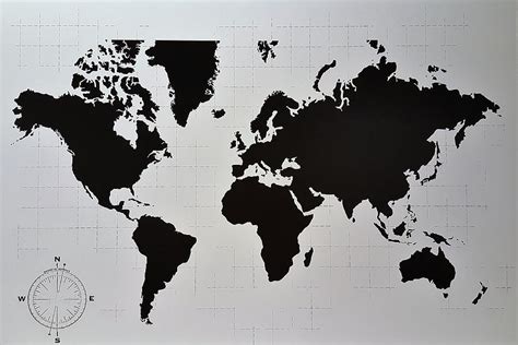 Map Of The World B W Photograph by Rob Hans - Fine Art America