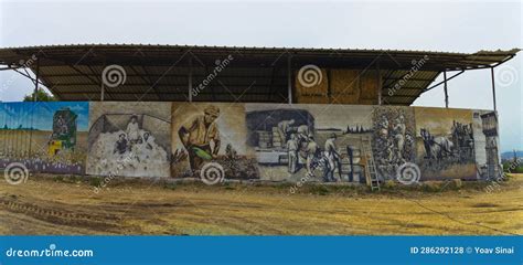 Agriculture History Story Street Art of Kfar Glikson , North Israel Stock Photo - Image of ...