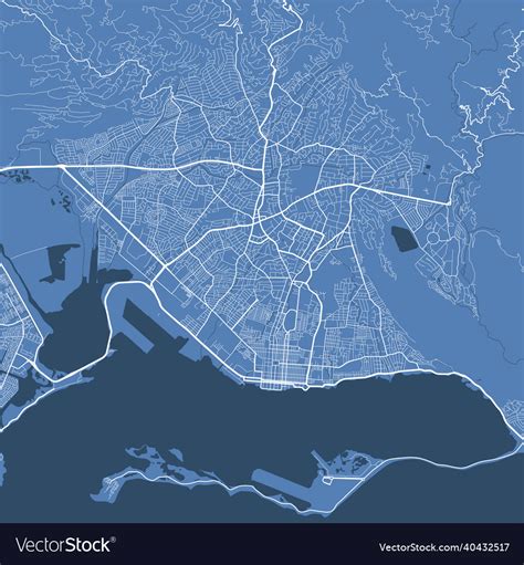 Detailed map poster of kingston city linear print Vector Image