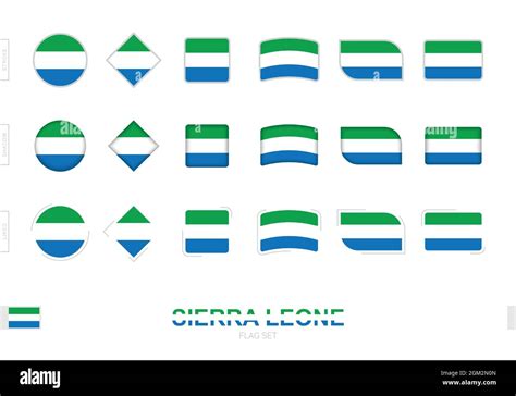 Sierra Leone flag set, simple flags of Sierra Leone with three ...