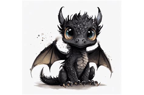Cute Baby Black Dragon PNG File Wall Art Graphic by WangTemplates · Creative Fabrica