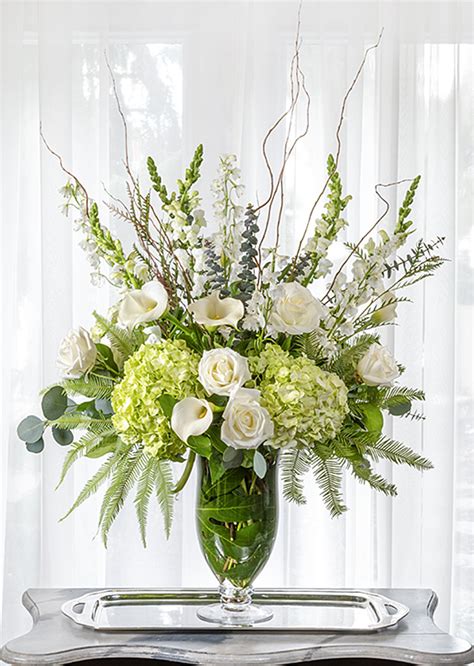 White and Green Fresh Floral Vase | The Flower Alley