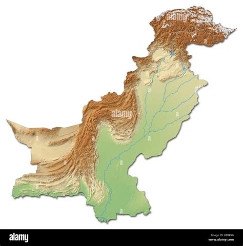 Relief map of Pakistan with shaded relief Stock Photo - Alamy