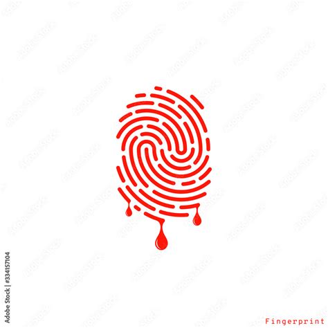 Crime. Logo. Isolated fingerprint with blood on white background Stock ...