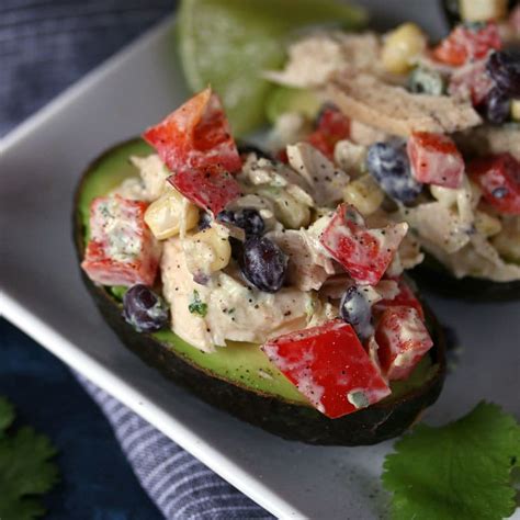 Southwest Chicken Salad Stuffed Avocado » The Thirsty Feast by honey ...