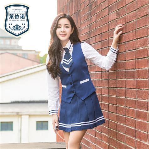 Brand LEHNO High Quality Girls School Uniform College Uniforms High School Fashion Students Suit ...