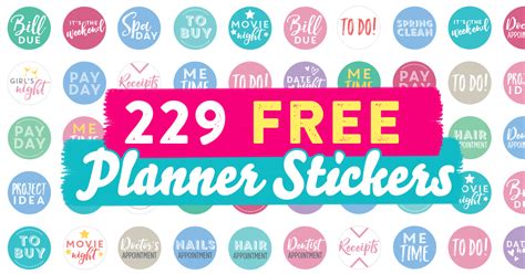 229 FREE Planner Stickers paper craft download