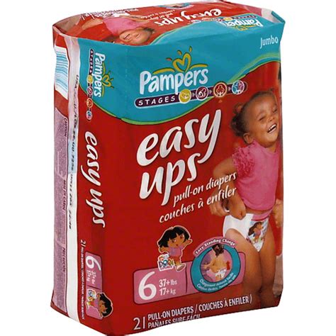 Pampers Easy Ups Pull-On Diapers, Size 6 (37+ lb), Dora the Explorer ...