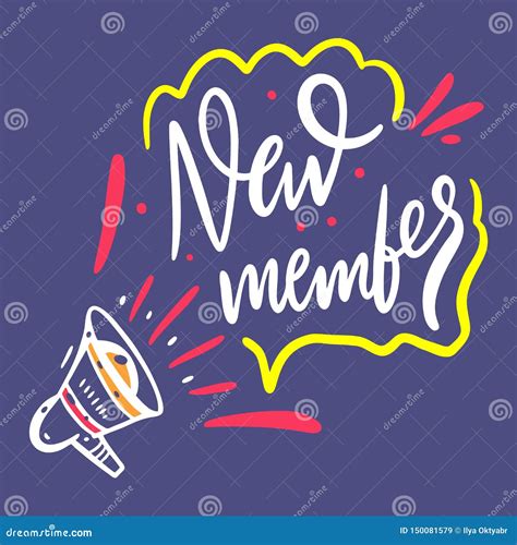 Welcome New Member. Hand Drawn Vector Lettering. Isolated on Blue ...