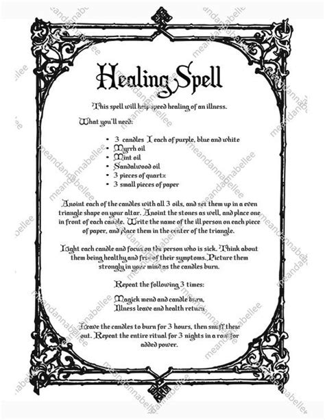 Witches' Healing Spell Image Digital Clipart Instant - Etsy | Healing ...