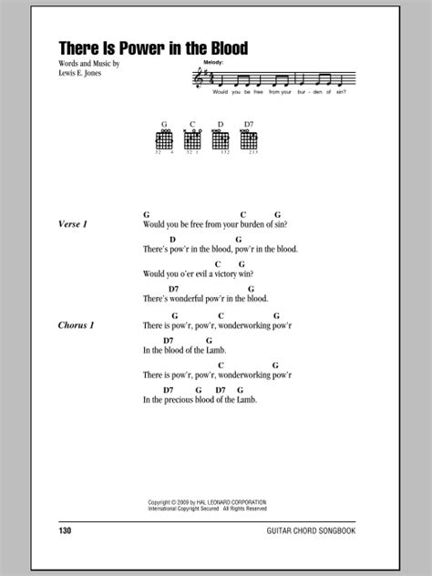 There Is Power In The Blood by Lewis E. Jones Sheet Music for Guitar Chords/Lyrics at Sheet ...