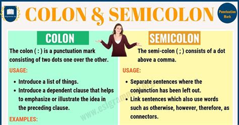 Colon vs Semicolon: When to Use a Semicolon, a Colon - ESL Grammar ...