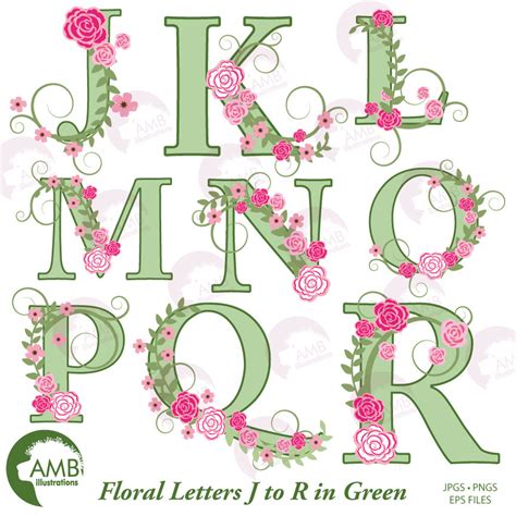 Vector Floral Alphabet Clipart Alphabet Clipart Flower Clipart | Images ...