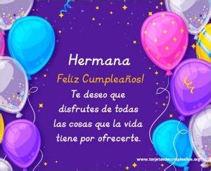 Tarjetas de Cumpleaños para una hermana Imágenes con frases 🎂 🎉