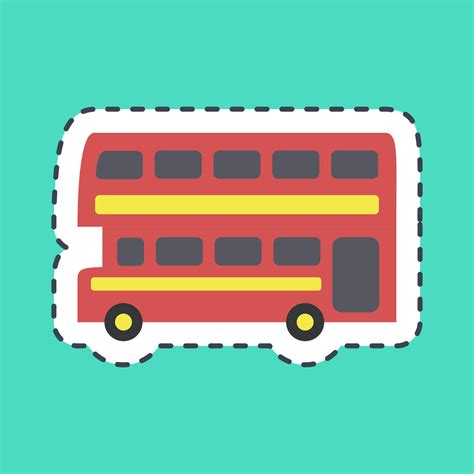 Sticker line cut double decker bus. Transportation elements. Good for ...