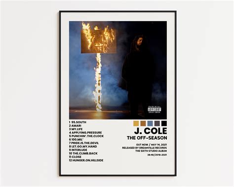 J. Cole Cover Poster, the Off-season Album Wall Print, Tracklist Poster ...