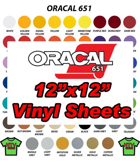 Oracal 651 Vinyl Sheets 12x12 Sheets Outdoor Adhesive Vinyl - Etsy