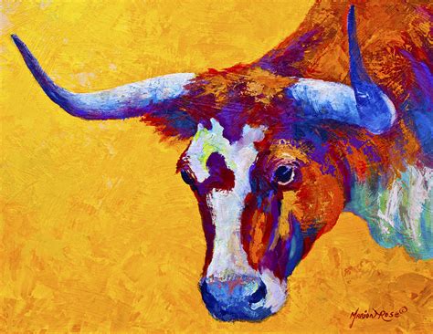 Texas Longhorn Cow Study Painting by Marion Rose