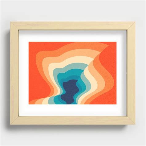 Retro 70s and 80s Color Palette Mid-Century Minimalist Abstract Art Recessed Framed Print by ...