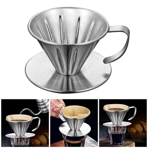 Cheer US Pour Over Coffee Dripper Stainless Steel LHS Slow Drip Coffee Filter Metal Cone ...