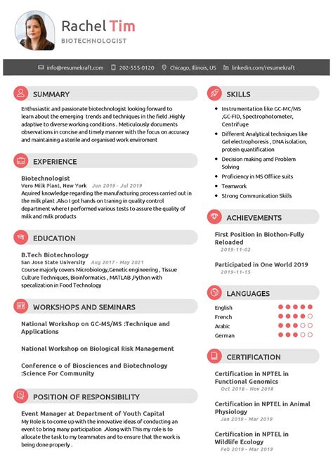 Biotechnologist CV Example in 2024 - ResumeKraft